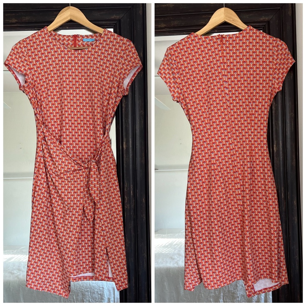 J.McLaughlin Catalina Orange Printed Faux Wrap Dress XS - Picture 2 of 5